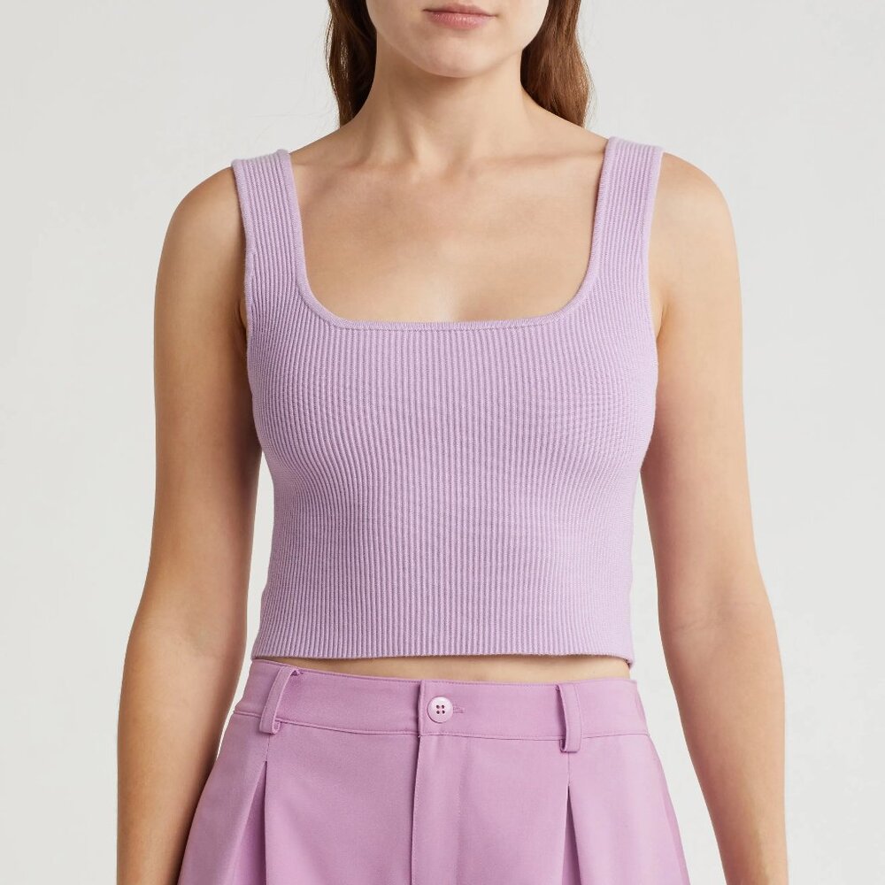 Abound/Nordstrom NEW Reversible Rib Crop Sweater Tank Top PINK Women's XL